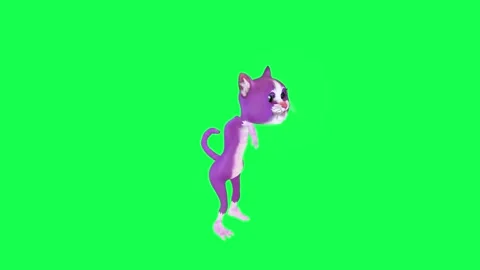Kind 3D talking purple cat dancing from left angle on green screen 3D people 스톡 동영상 247973694