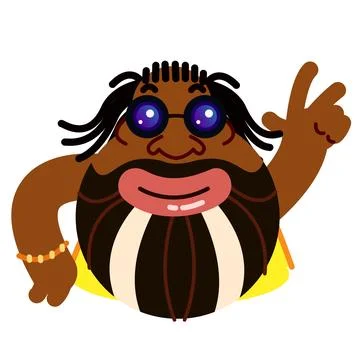 A kind black guy with dreadlocks and a beard shows the peace sign Stock Illustration