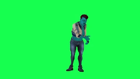 Kind blue 3D spaceman watering plants from opposite angle on green screen 3D 스톡 동영상 247813726