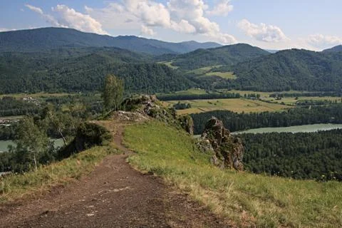 Kind from a mountain on the river Stock Photos