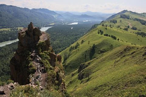 Kind from a mountain on the river Stock Photos