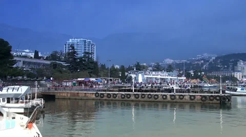 Kind on Yalta from a pier Stock Footage 35184377
