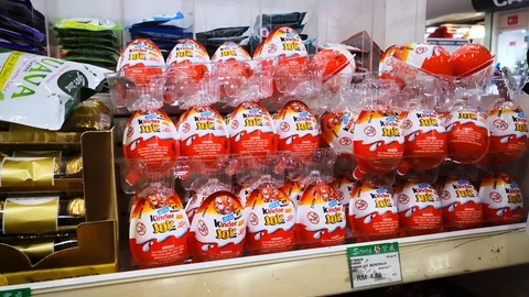 Kinder joy on shelves. Stock Footage 105023345