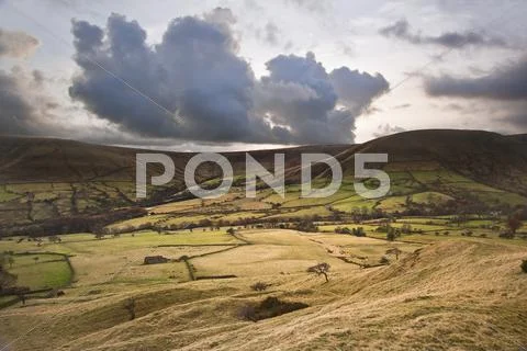 Kinder low and brown knoll in peak district national park Stock Photos