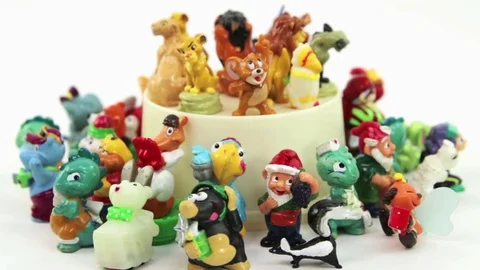 Kinder Surprise and other small toys Stock Video Pond5