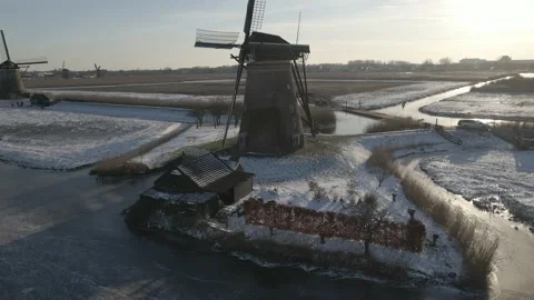 Kinderdijk, Windmills, Netherlands, Ice skating, Schaatsen Vidéo 152020752
