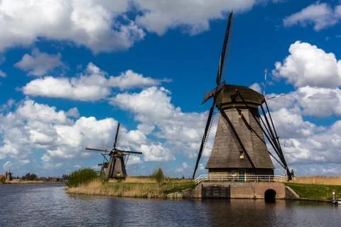 Kinderdijk windmills Stock Photos