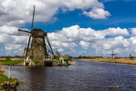 Kinderdijk windmills Stock Photos