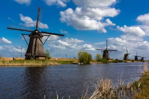 Kinderdijk windmills Stock Photos