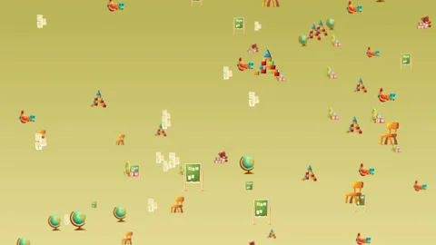 Kindergarten 8K loop animation flying towards camera Stock Footage 157029406