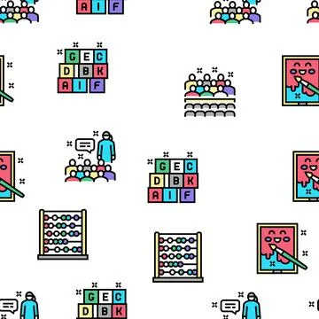 Kindergarten Activity Vector Seamless Pattern Ilustración de archivo