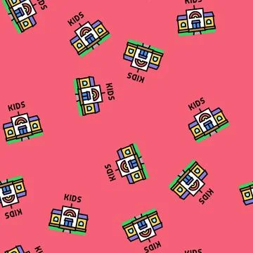 Kindergarten child fun vector seamless pattern Stock Illustration