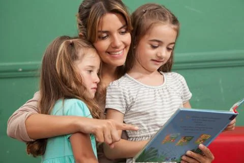 Kindergarten class reading a book 写真素材