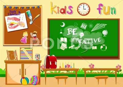 Kindergarten classroom without children Stock Illustration