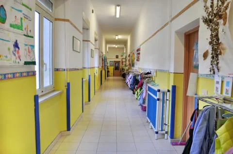 Kindergarten corridor Stock Photos