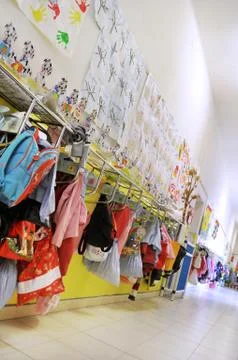 Kindergarten corridor Stock Photos