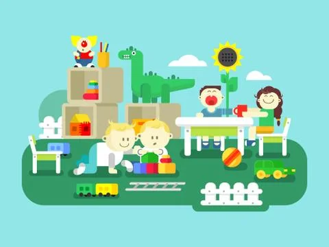 Kindergarten flat design Stock-Illustration