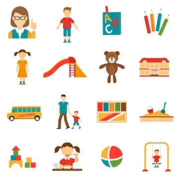 Kindergarten Icons Set Stockillustratie