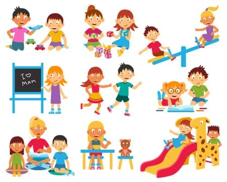 Kindergarten icons set Stock Illustration