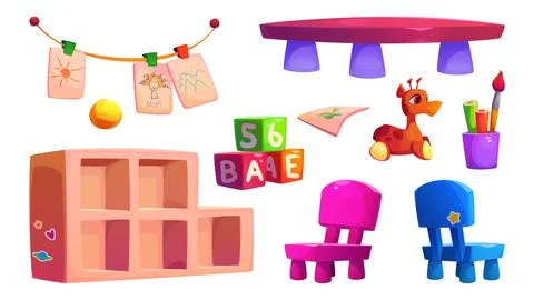 Kindergarten interior elements for classroom Stock Illustration