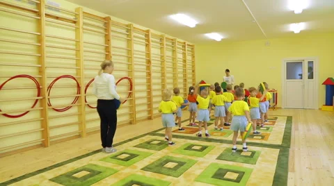 Kindergarten kids marching Stock Footage 62091742