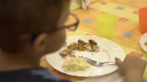Kindergarten lunch time Stock Footage 67359063