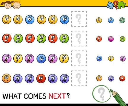 Kindergarten pattern task Cartoon Illustration of Completing the Pattern E... Stockfoto's