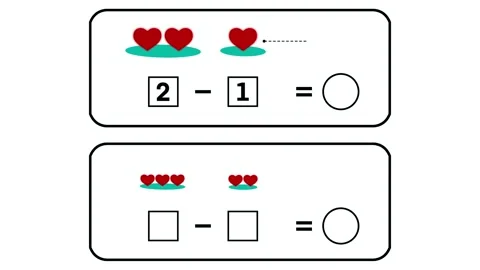 Kindergarten students to understand minus operations, number reduction Stock Footage 328356935