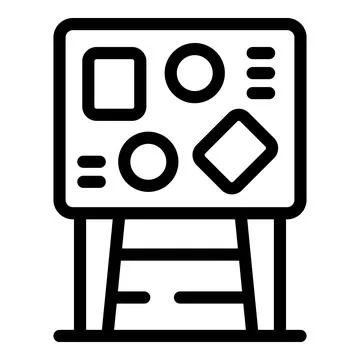 Kindergarten teacher using whiteboard with geometric shapes for explaining Stock Illustration
