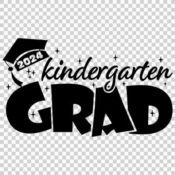 Kindergarten Text With Hat graduation cap decorating stars Stock-Illustration
