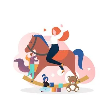 Kindergarten vector concept for web banner, website page Stock Illustration