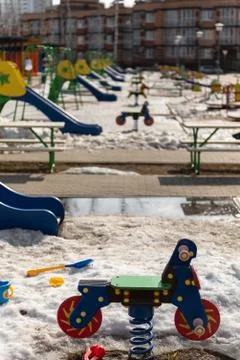 Kindergarten in winter Stock Photos
