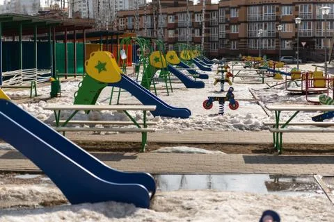 Kindergarten in winter Stock Photos