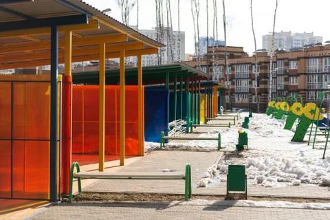 Kindergarten in winter Stock Photos