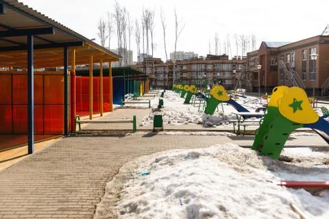 Kindergarten in winter Stock Photos