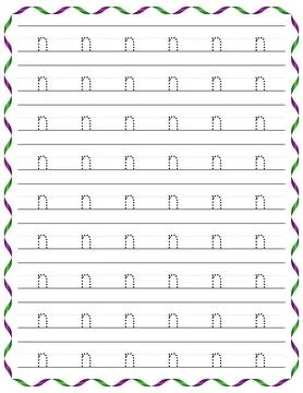 Kindergarten Writing “n” Stock Illustration