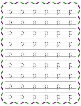 Kindergarten Writing “p” Stock Illustration