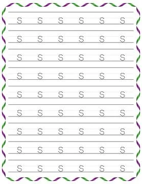 Kindergarten Writing “s” Stock Illustration