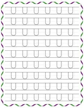 Kindergarten Writing “U” Stock Illustration