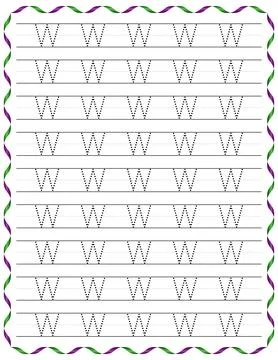Kindergarten Writing “W” Stock Illustration