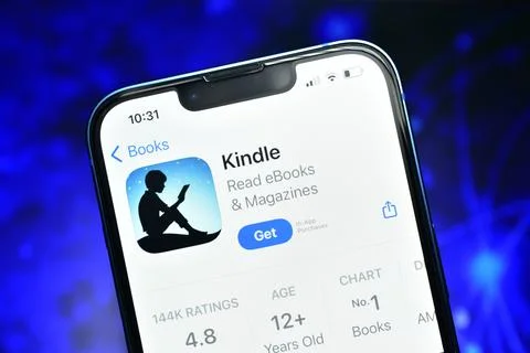 Kindle app used to read e books online platform proved by amazon Stock Photos