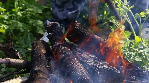 To kindle a fire. Fire. Burning Video stock 75161819