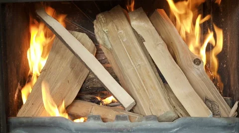 Kindle fire In The Fireplace Stock Footage 62231650