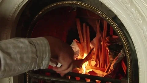 Kindle Fire in the fireplace Stock Footage 69143760