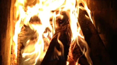 Kindled fireplace before the new year Stock Footage 225069251