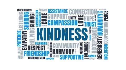 Kindness and Compassion Word Cloud Vector Design Stock Illustration