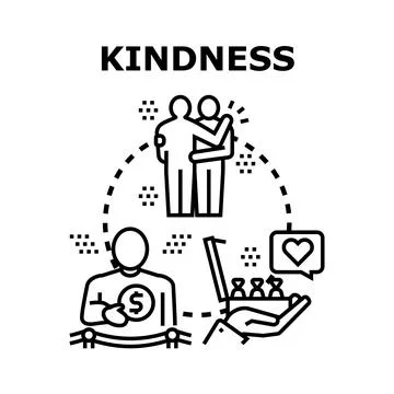 Kindness concept showing various forms of compassion and support Stock Illustration