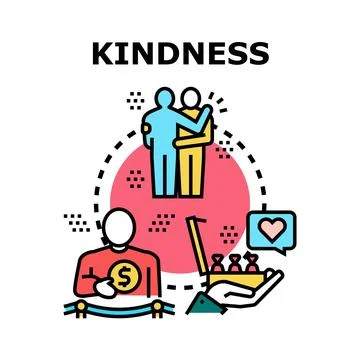 Kindness concept showing various forms of compassion and support Stock Illustration