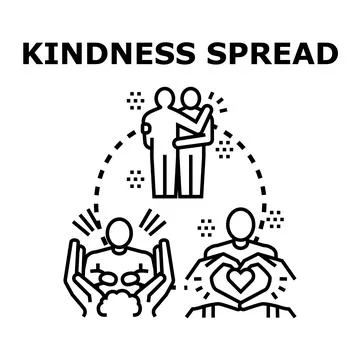 Kindness spread concept with diverse people connecting Stock Illustration