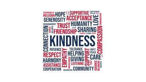 Kindness word cloud typography animation featuring positive social values a.. Stock Footage 343986363